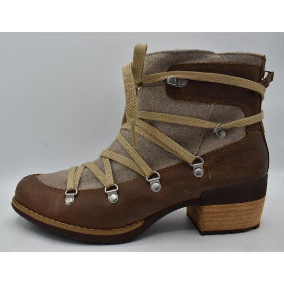 Merrell Womens Size 8.5 Shiloh II Warm Camel Leather Boots Shoes - Picture 9 of 16